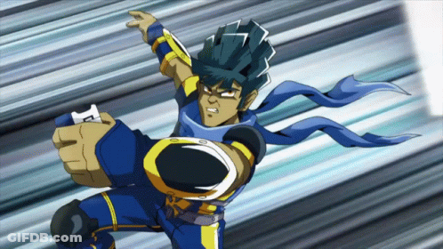 A Cartoon Character With A Scarf Around His Neck And A Sword In His Hand GIF