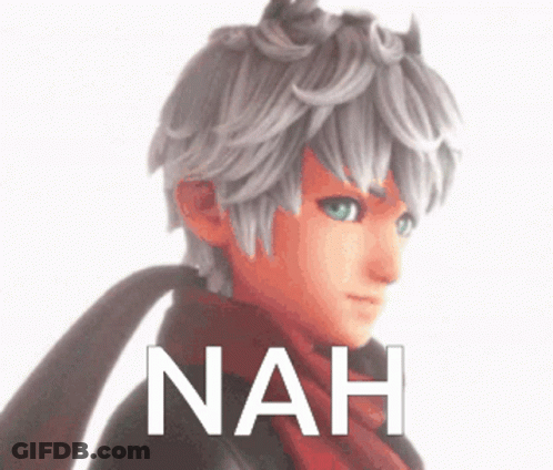 A Cartoon Character With A Scarf Around His Neck And The Word Nah Written Below Him GIF