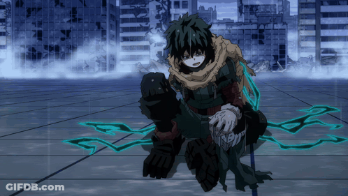 A Cartoon Character With A Scarf Around His Neck Is Kneeling Down GIF