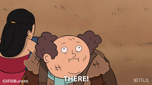 A Cartoon Character With A Scarf Around His Neck Is Saying There GIF