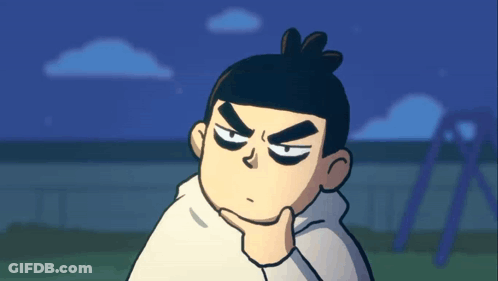 A Cartoon Character With A Serious Look On His Face And A Hand On His Chin GIF