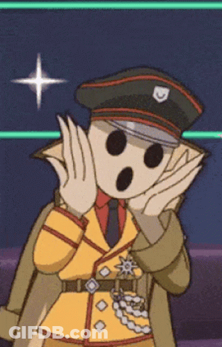 A Cartoon Character With A Shield On His Hat Covering His Face GIF