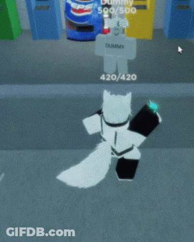 A Cartoon Character With A Shirt That Says Dummy Standing In Front Of A Pepsi Machine GIF