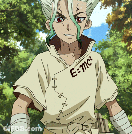 A Cartoon Character With A Shirt That Says E = Mc2 On It GIF