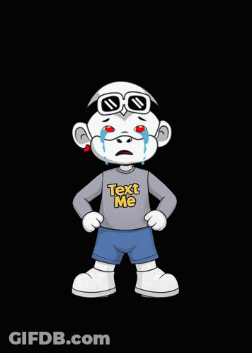 A Cartoon Character With A Shirt That Says Text Me GIF