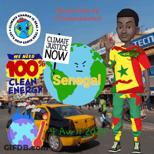A Cartoon Character With A Sign That Says Climate Justice Now On It GIF