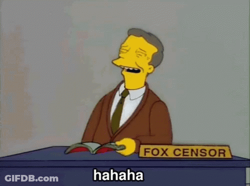 A Cartoon Character With A Sign That Says Fox Censorship On It GIF