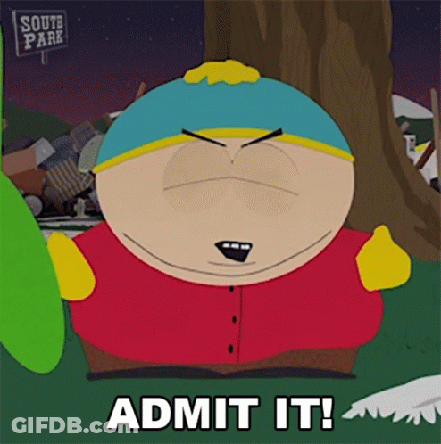 A Cartoon Character With A Sign That Says South Park Behind Him GIF