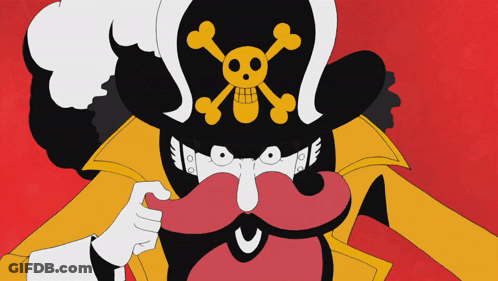 A Cartoon Character With A Skull And Crossbones Hat On GIF