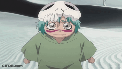 A Cartoon Character With A Skull Mask On Their Head GIF