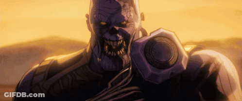 A Cartoon Character With A Skull On His Face Is Holding A Hammer In His Hand . GIF