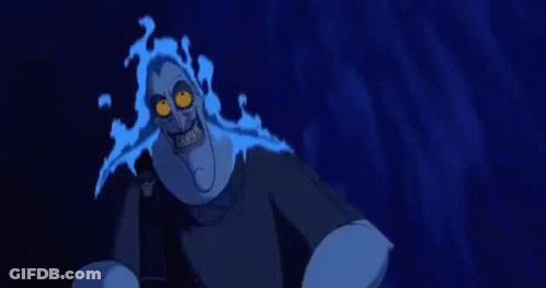 A Cartoon Character With A Skull On His Head And A Blue Fire Coming Out Of His Head . GIF