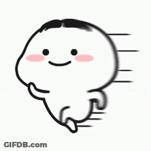 A Cartoon Character With A Smile On His Face And A Pink Cheek Is Running . GIF