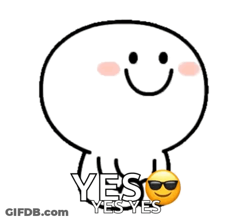 A Cartoon Character With A Smiley Face And Sunglasses Says Yes Yes Yes GIF