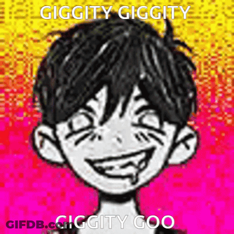 A Cartoon Character With A Smiley Face And The Words Giggity Giggity Giggity Goo On The Bottom . GIF
