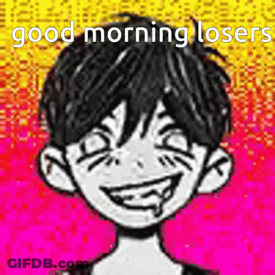 A Cartoon Character With A Smiley Face And The Words `` Good Morning Losers '' . GIF