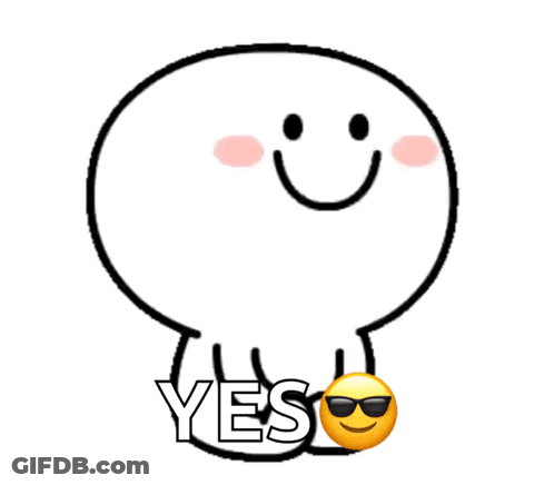 A Cartoon Character With A Smiley Face And The Words Yes GIF