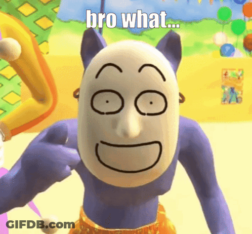 A Cartoon Character With A Smiley Face On His Face And The Words Bro What GIF