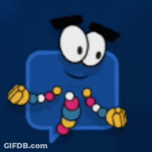 A Cartoon Character With A Speech Bubble Behind It GIF