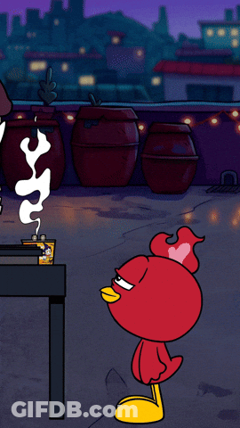A Cartoon Character With A Speech Bubble Saying Hey Hot Stuff GIF