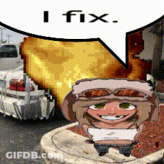 A Cartoon Character With A Speech Bubble Saying " I Fix " GIF