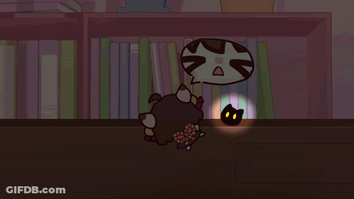 A Cartoon Character With A Speech Bubble That Says ' I 'M Sorry ' On It GIF