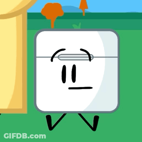 A Cartoon Character With A Square Face And Arms And Legs GIF