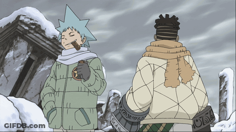 A Cartoon Character With A Star On His Head Is Standing Next To Another Character In The Snow GIF