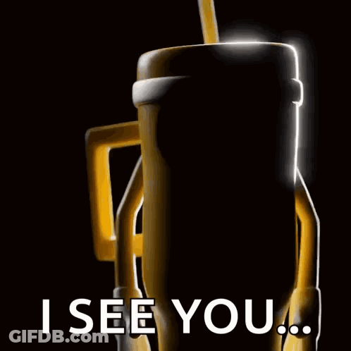 A Cartoon Character With A Straw And The Words I See You GIF