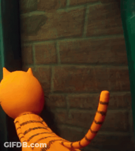 A Cartoon Character With A Striped Shirt And Orange Striped Arms And Legs GIF