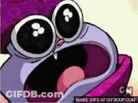 A Cartoon Character With A Surprised Look On His Face And The Words Make Gifs At Gifsoup.com Below It GIF