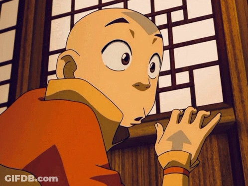A Cartoon Character With A Surprised Look On His Face Looks Out A Window GIF