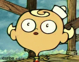 A Cartoon Character With A Swirl On His Head Has The Letter C On His Face GIF