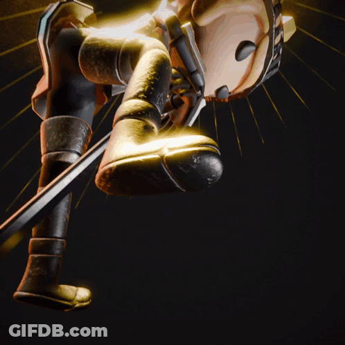 A Cartoon Character With A Sword And A Helmet GIF