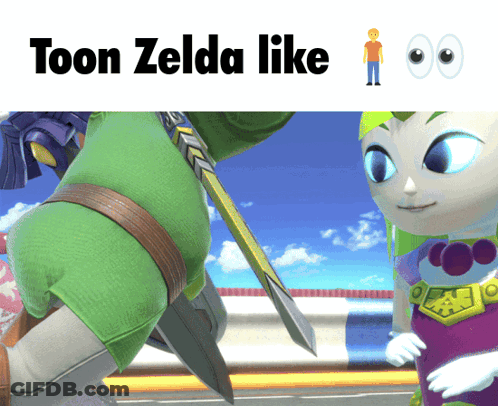 A Cartoon Character With A Sword And The Words Toon Zelda Like Below It GIF