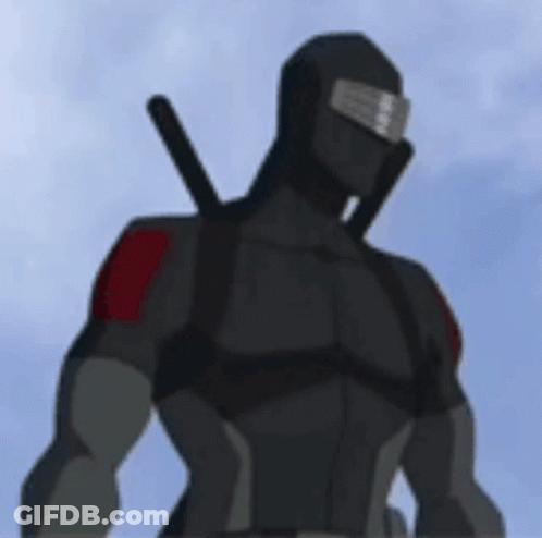 A Cartoon Character With A Sword In His Hand Is Standing In Front Of A Cloudy Sky . GIF