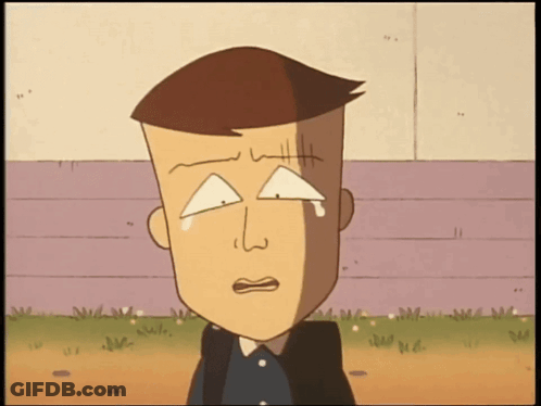 A Cartoon Character With A Tear Running Down His Eye GIF