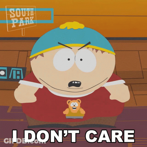 Cartoon Character With Teddy Bear Saying I Don T Care GIF
