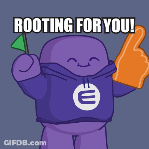 Cartoon Character Giving Thumbs Up Saying Rooting For You GIF