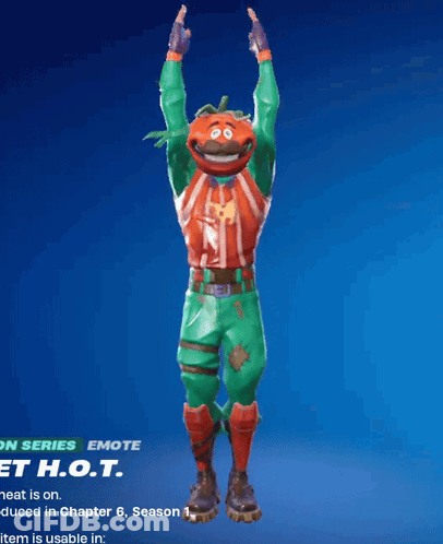 A Cartoon Character With A Tomato Head Is Dancing In A Video Game GIF