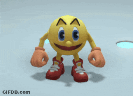 A Cartoon Character With A Tongue Sticking Out Is Wearing Red Shoes GIF