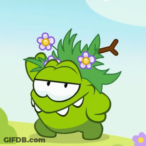 A Cartoon Character With A Tree Branch On His Head GIF