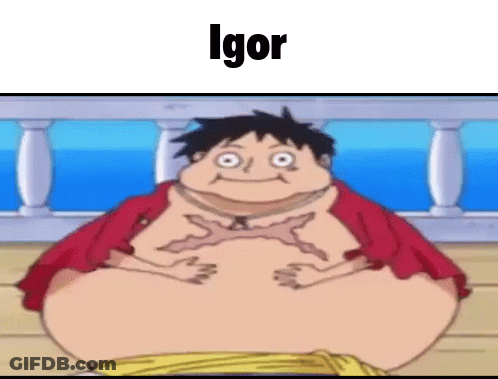 A Cartoon Character With A Very Large Belly Is Sitting On A Wooden Deck . GIF