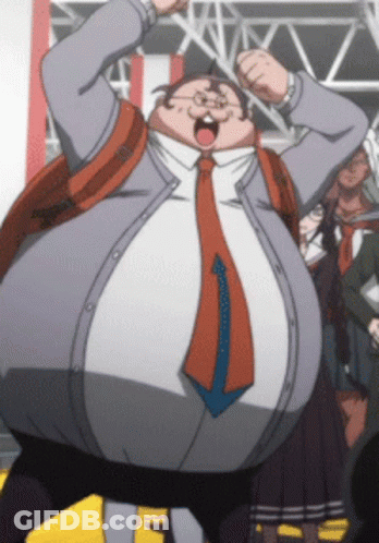 Cartoon Character With Large Belly In Suit And Tie GIF
