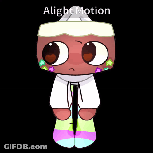 A Cartoon Character With A White Hat And Colorful Socks Is Titled Alight Motion GIF