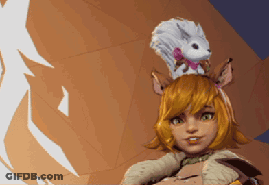 A Cartoon Character With A White Squirrel On Her Head GIF