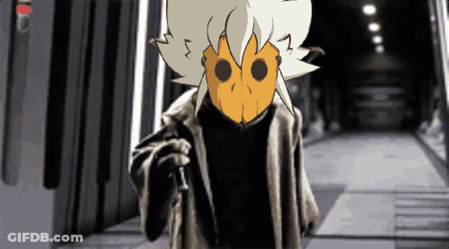 A Cartoon Character With A Yellow Face And White Hair GIF