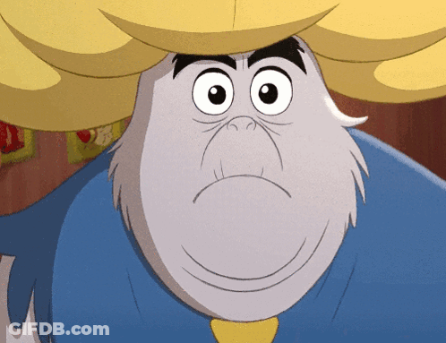 A Cartoon Character With A Yellow Hat On His Head GIF