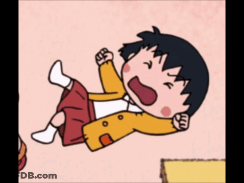 A Cartoon Character With A Yellow Jacket And Red Shorts Is Screaming GIF