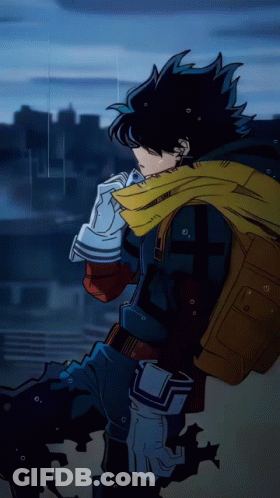 A Cartoon Character With A Yellow Scarf Around His Neck And A Backpack On His Back GIF